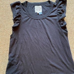 Ruffle sleeve chaser faded black t sleeveless